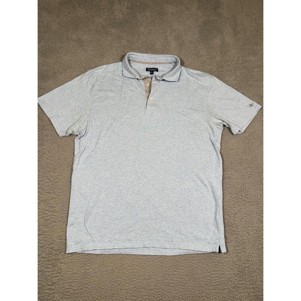 Fish Hippie Polo Shirt Mens Size L Light Blue Heathered Preppy Fish Logo Comfort